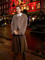 Eco-friendly Fur V-Neck Women Coat GOELIA