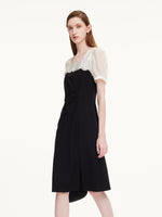 Color Block Square Neck Women Knit Mini Dress GOELIA