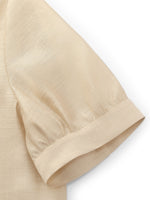 Tencel Acetate Linen Blend Tie Neck Women Blouse GOELIA
