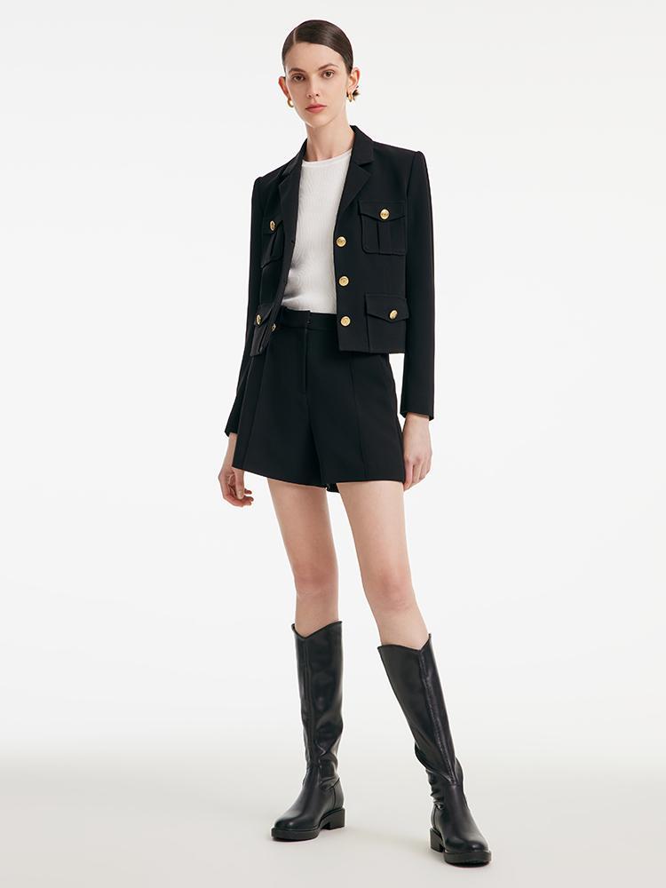 Acetate Blazer And High-waisted Shorts Two-Piece Suit GOELIA