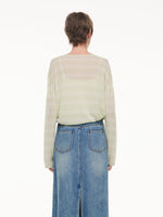 Lyocell Mulberry Silk Blend Stripe Women Knit Top GOELIA