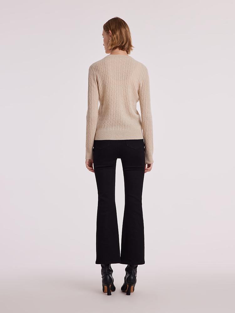 Pure Cashmere Seamless Cable Knit Sweater GOELIA