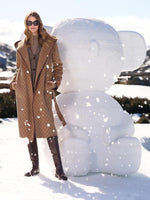 Pure Wool Reversible Hooded Printed Women Coat GOELIA