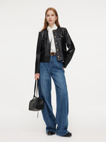 PU Leather Women Cropped Jacket GOELIA