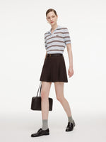 Navy Combo Stripe Women Polo Knit Top GOELIA