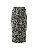Black And White Butterflies Jacquard Stretch Women Skirt GOELIA