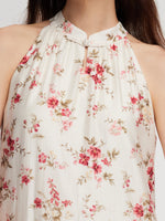 Tencel Blend Floral Print Women Halter Maxi Dress GOELIA