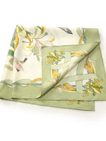 Iris Printed 90 Square Pure 14 Momme Mulberry Silk Scarf GOELIA
