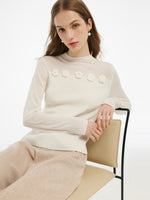 Tencel Wool Blend Women Flower Knit Top GOELIA