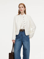 [Preview] Wool Blend Tweed H-Line Women Cropped Jacket GOELIA