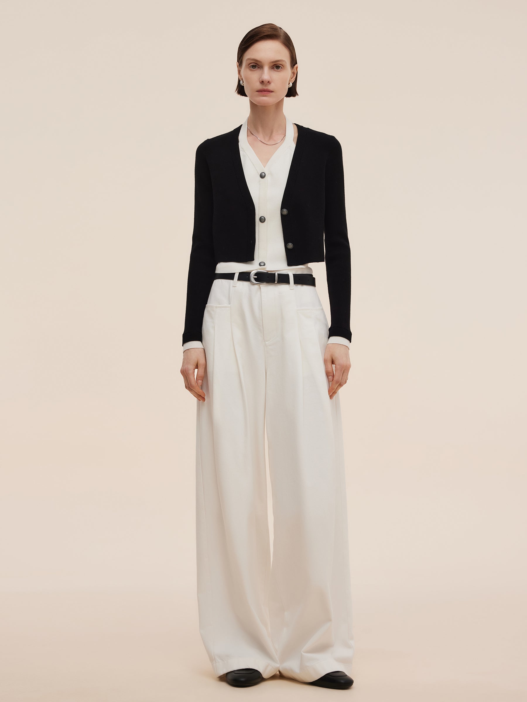 Denim Women High-Waisted Wide Leg Jeans With Leather Belt GOELIA