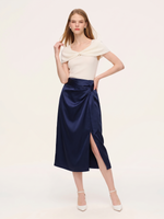 Triacetate Blend Asymmetric Ruched Women Skirt GOELIA