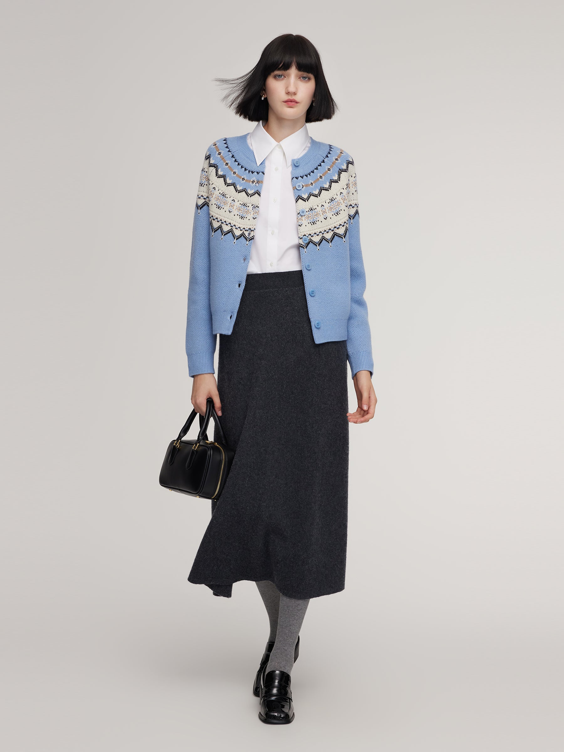 Wool Blend Fair Isle Women Cardigan GOELIA