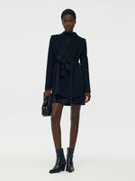 Tencel Wool Women Mid-Length Wrap Coat GOELIA