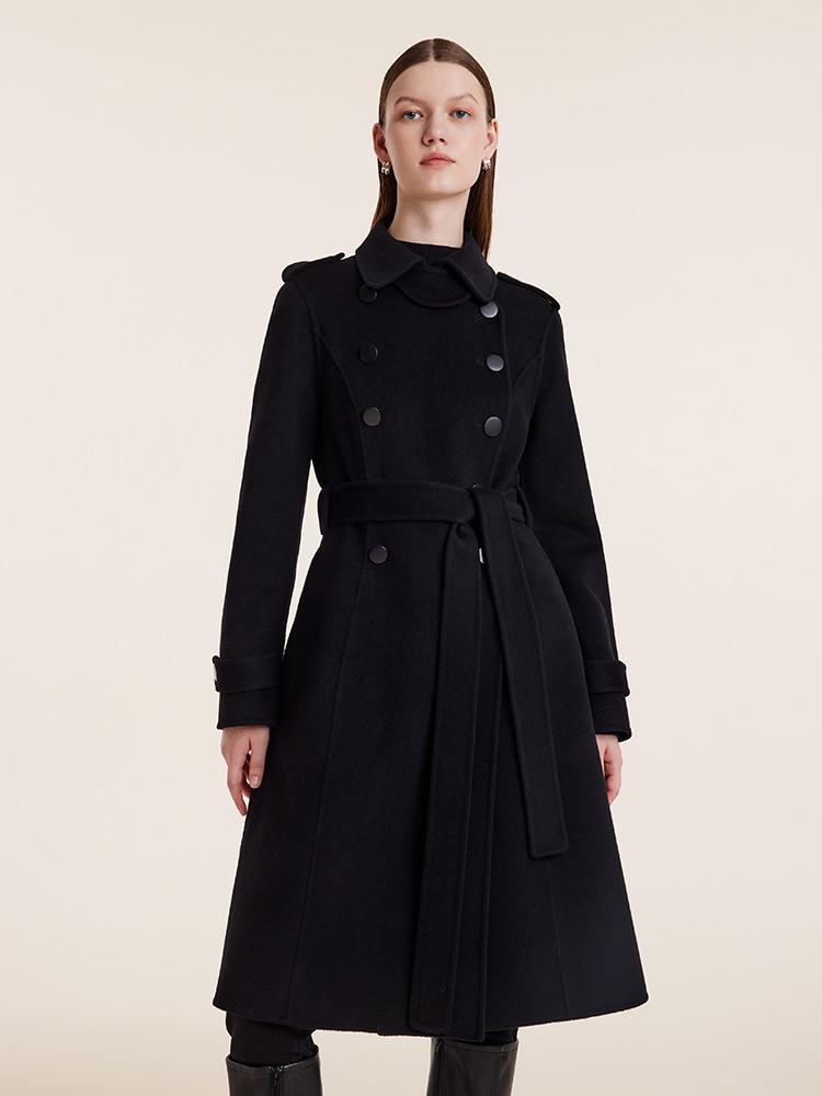 Wool And Cashmere Double-Breasted Lapel Women Coat GOELIA