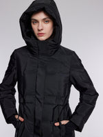 [Preview] Drawstring Waist Hooded Goose Down Overcoat GOELIA