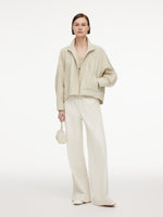 Cotton Blend Zip-Up Women Cocoon Cropped Jacket GOELIA