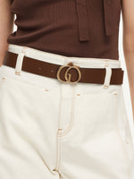 100% Cotton Denim Women Slim Fit Shorts With Belt GOELIA