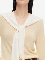 Lyocell Wool Blend V-Neck Women Knit Top With Detachable Sailor Collar GOELIA