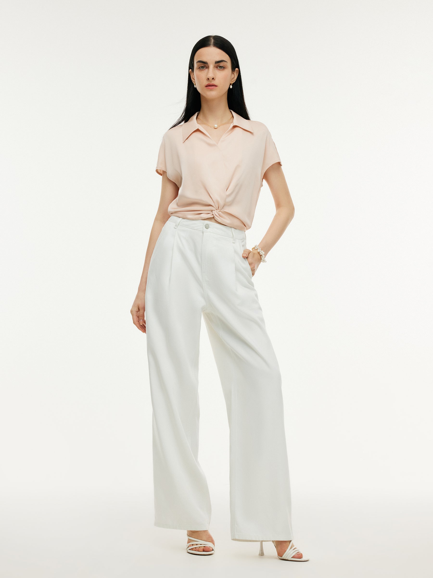 22MM Mulberry Silk Twist Front Women Blouse GOELIA