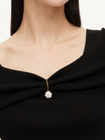 Lyocell Blend Off Shoulder Women Knit Top With Detachable Magnetic Flower GOELIA