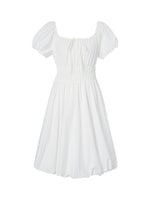 Quick-Dry UV Protection Square Neck Women Bubble Hem Mini Dress With Scrunchie GOELIA