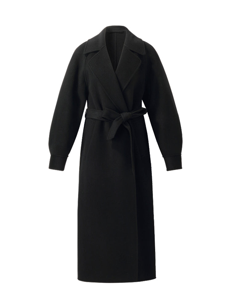 Cashmere Wool Double-Faced Longline Women Wrap Overcoat GOELIA