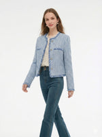 Tweed Fringe Trim Women Jacket GOELIA