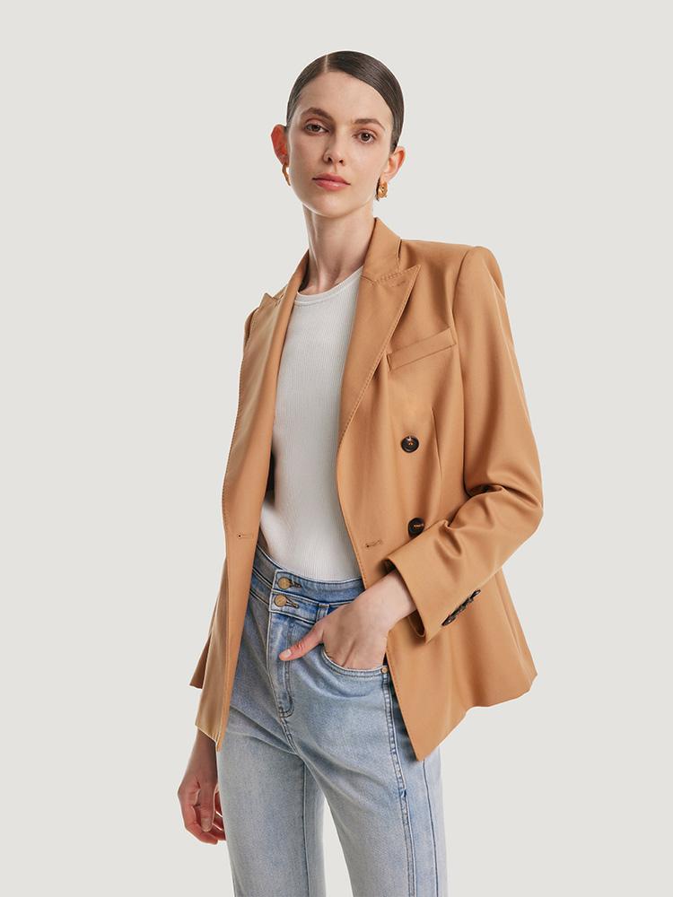 Camel Worsted Wool Blazer GOELIA