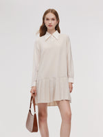 Pleated Sleeveless Mini Dress And Shirt Two-Piece Set With Ribbon GOELIA