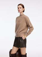 100% Wool Stitch Trim Women Sweater GOELIA