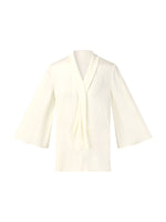 22MM Mulberry Silk Tie Neck Women 3/4 Sleeve Blouse GOELIA
