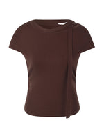 Triacetate Lyocell Blend Women Ribbon Knit Top GOELIA