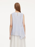 Lyocell Blend Light Blue Ruffle-Detailing Women Tank Top GOELIA