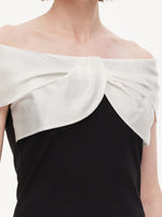 Tencel Blend Patchwork Bow Neck Women Knit Top GOELIA