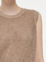 Linen Sequin-Embellished Women Open-Knit Tank Top GOELIA