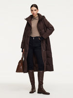 Quilted Hooded Goose Down Wrap Overcoat GOELIA