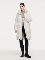 Cocoon Hooded Zip-Up Long Goose Down Coat GOELIA