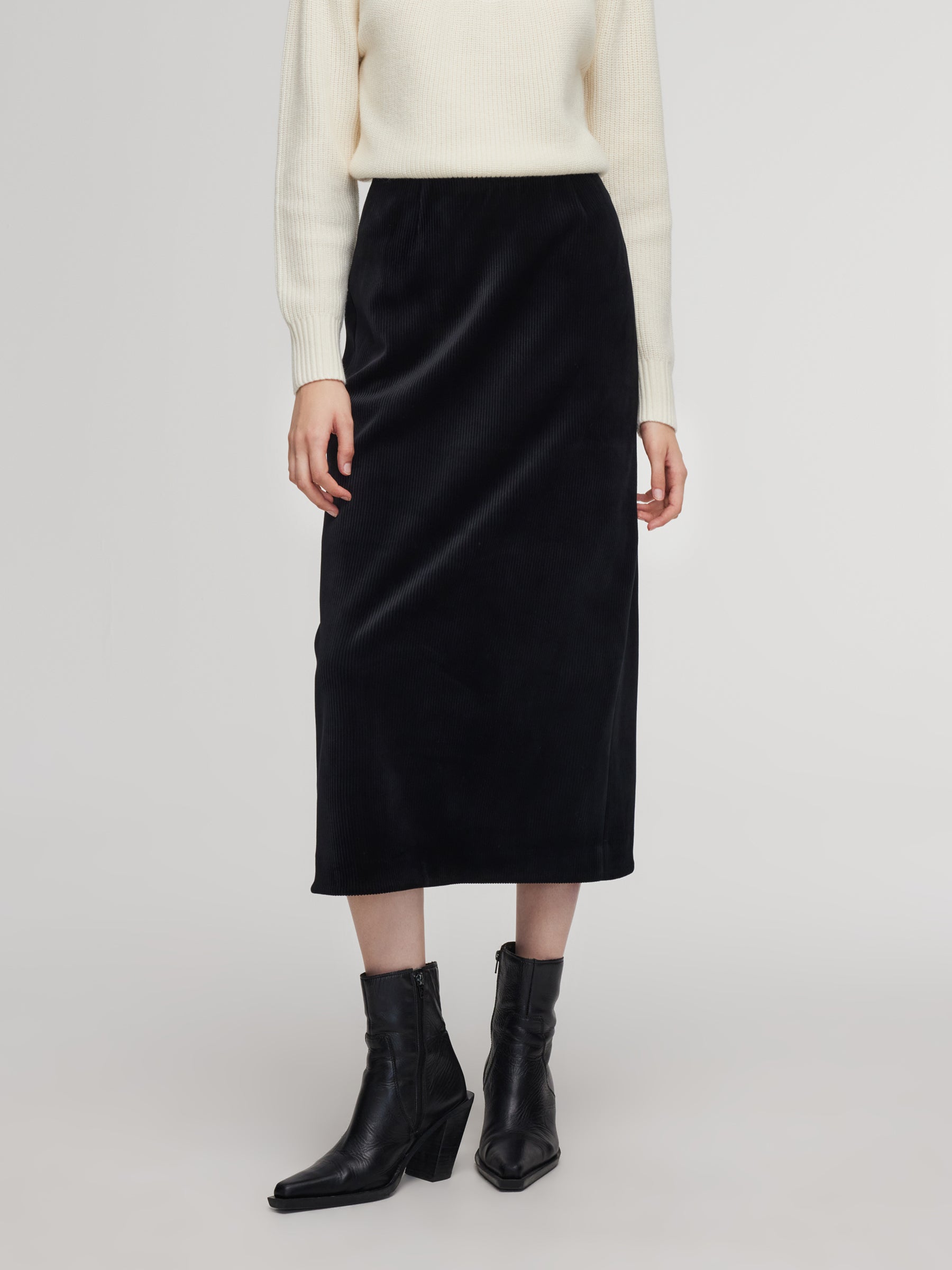 Velvet Ribbed Knit Women Column Skirt GOELIA