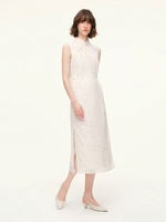 Lace Sequins Adjustable Drawstring Waist Women Qipao Midi Dress GOELIA