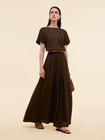 100% Linen Women High-Waisted A-Line Skirt GOELIA