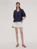 Tencel Blend Loose Fit Women Blouse With Silk Scarf GOELIA