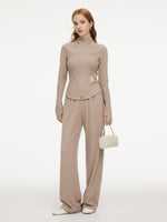 [Preview] Double-Brushed Stretch Zip Jacket And Pants Two-Piece Set GOELIA