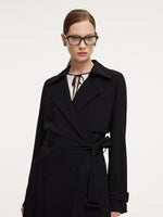 Triacetate Blend Women Wrap Trench Coat GOELIA