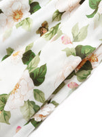 Acetate Blend Floral Print Adjustable Drawstring Neckline Women Maxi Dress GOELIA