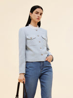 Acetate Blend Sequins Women Crop Jacket GOELIA
