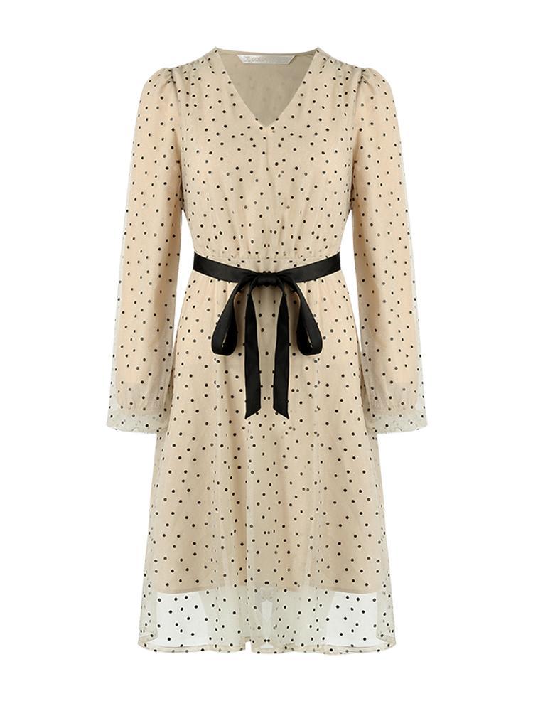 V-neck Mesh Patchwork Dress GOELIA