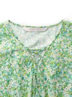 Cotton Floral Print Drawstring Front Women Mini Dress With Hairband GOELIA