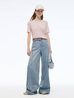 Round Neck Women Cable Knit T-Shirt GOELIA