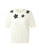 Tencel Blend Floral Jacquard Women Knit Top GOELIA